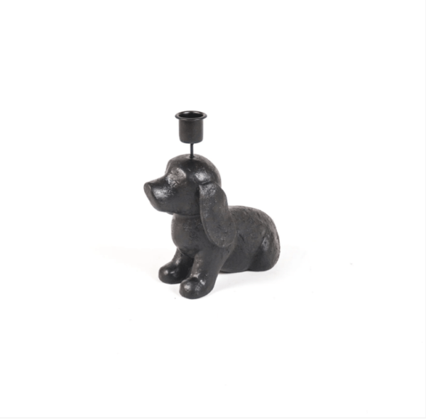 Dog-Candle-holder-Black-18x10x19.5cm.-zijkant